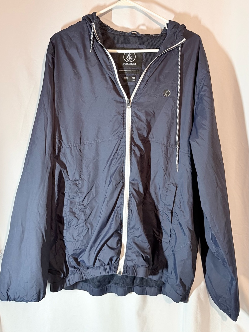 Volcom True To This Windbreaker Jacket Men’s XL Navy Water Resistant Hooded